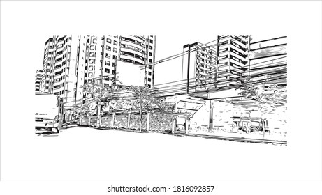 Bâtiment avec un point de repère d'Aracaju est la capitale de l'État de Sergipe. Illustration dessinée à la main en image vectorielle.