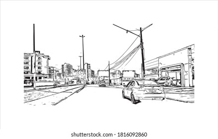 Bâtiment avec un point de repère d'Aracaju est la capitale de l'État de Sergipe. Illustration dessinée à la main en image vectorielle.