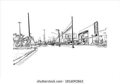 Bâtiment avec un point de repère d'Aracaju est la capitale de l'État de Sergipe. Illustration dessinée à la main en image vectorielle.