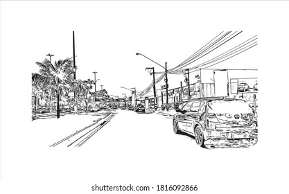 Bâtiment avec un point de repère d'Aracaju est la capitale de l'État de Sergipe. Illustration dessinée à la main en image vectorielle.