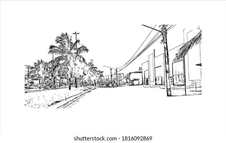 Bâtiment avec un point de repère d'Aracaju est la capitale de l'État de Sergipe. Illustration dessinée à la main en image vectorielle.