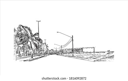 Bâtiment avec un point de repère d'Aracaju est la capitale de l'État de Sergipe. Illustration dessinée à la main en image vectorielle.