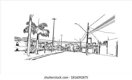 Bâtiment avec un point de repère d'Aracaju est la capitale de l'État de Sergipe. Illustration dessinée à la main en image vectorielle.