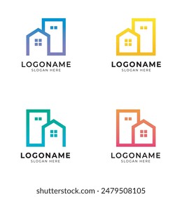 building landmark logo icon set