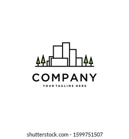 Building Landmarks Urban City line Art Logo Design