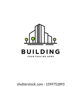 Building Landmarks Urban City line Art Logo Design