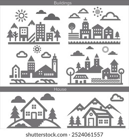 Paisaje de edificio y paisaje de casa