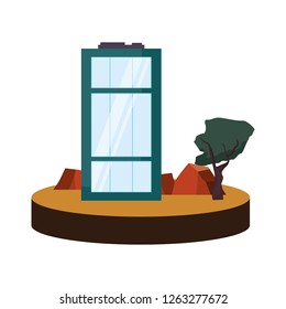 building in the landscape outline