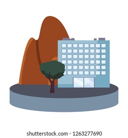 building in the landscape outline