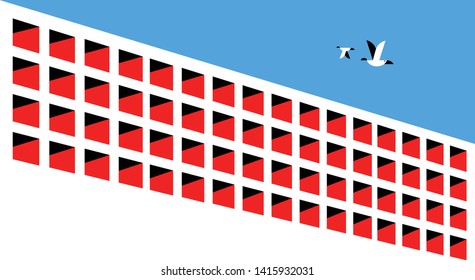 Building landscape whit bird blue sky