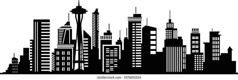 Building Lanscape Vector Black and White Isolated