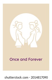 Building lasting marriage greeting card with glyph icon element. Creative simple postcard vector design. Decorative invitation with minimal illustration. Creative banner with celebratory text
