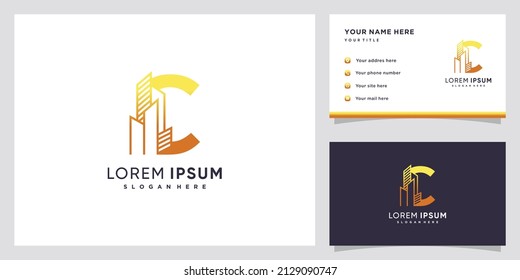 Building and latter C  logo design with creative concept