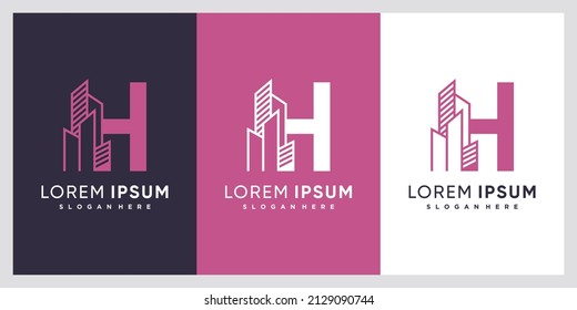 Building and latter H  logo design with creative concept