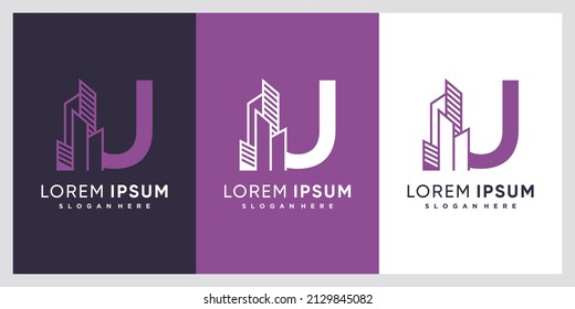 Building and latter U  logo design with creative concept