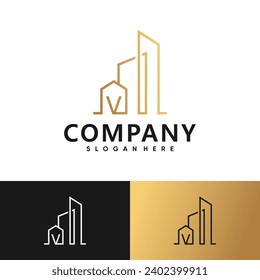 Diseño de logotipo Building latter v con concepto creativo Vector Premium