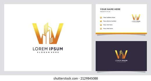 Building and latter W  logo design with creative concept