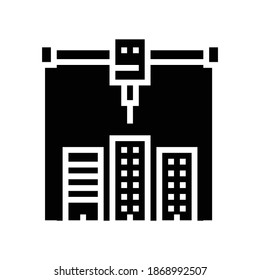 building layout 3d printer glyph icon vector. building layout 3d printer sign. isolated contour symbol black illustration