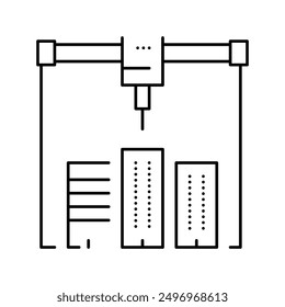 building layout 3d printer line icon vector. building layout 3d printer sign. isolated contour symbol black illustration