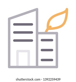 building leaf vector color line icon