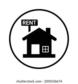 Building, lease, rent, house icon. Black vector design.