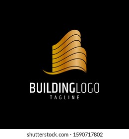 Building Letter B Logo Concept In Gradient Gold Color. Apartment/Real Estate Business Logo Template. Luxury Golden Architecture Vector