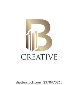 Elemento de diseño del logotipo B de la letra de construcción vector con concepto moderno