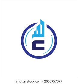 building letter E circle logo vector