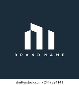 building and letter M logo vector