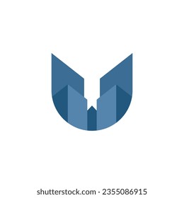 building and letter u logo design