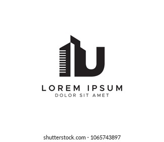 Building With Letter U Monogram Logo Design