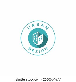 Diseño del logotipo del vector U de la letra de construcción. Letra inicial minimalista. Icono urbano, torre de la ciudad, negocios inmobiliarios, agente de apartamentos inmobiliarios