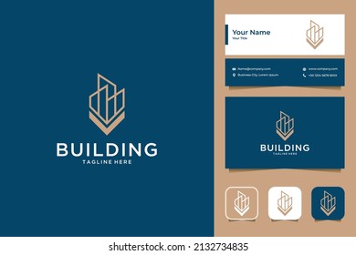 edificio con diseño de logotipo V y tarjeta de visita