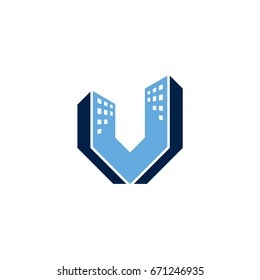 Building Letter V Logo Template
