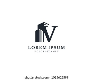 Building With Letter V Monogram Logo Design