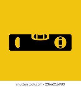 Building level black icon. Bubble level tool. Construction and engineering equipment. Measurement instrument, measuring equipment. Vector illustration flat design. 