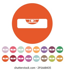 The building level icon. Bubble Level symbol. Flat Vector illustration. Button Set