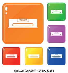 Building level icons set collection vector 6 color isolated on white background