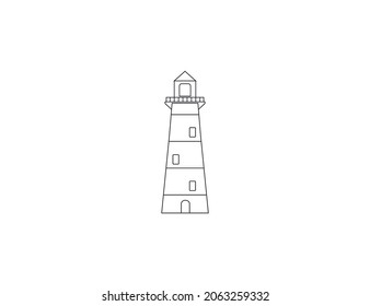 Building, lighthouse icon. Vector illustration. Flat design.