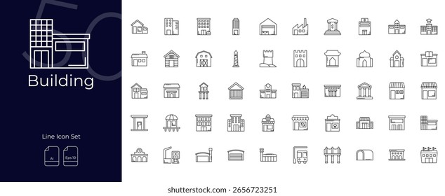 Building Line Editable Icons set. Vector illustration in modern thin line style of Building icons: infrastructure, real estate, apartment, etc