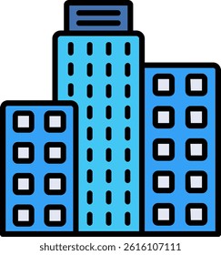 Building Line Filled Vector Icon Design