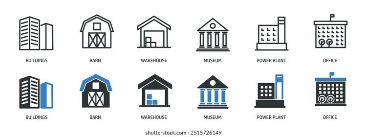 Erstellen Linie und Glyphe Solid Icons Sammlung. Minimale Symbol- und Symbolreihen, Vektorgrafik