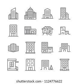 Building Line Icon 30x30 Pixel. Editable Stroke. Vector Illustration. 