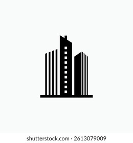 building, building line icon, building construction, office building, skyscraper icon vector template	