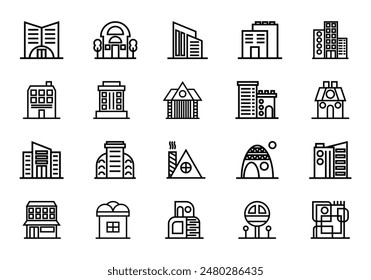 Conjunto de elementos de icono de línea de construcción