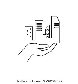 Building line icon flat design