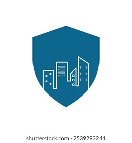 Building line icon flat design