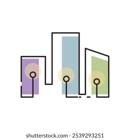 Building line icon flat design