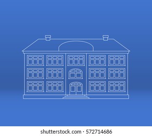 Building line icon. Isolated linear silhouette. Vector outline flat illustration for your web design.