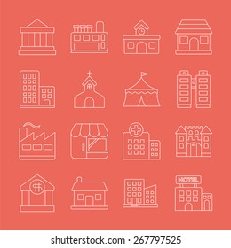 Building line icon set
